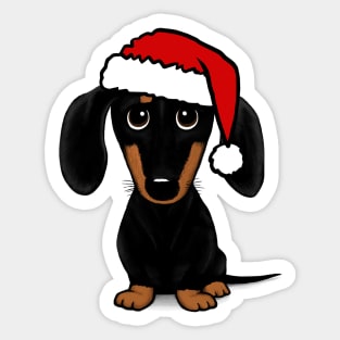 Santa Dachshund Black and Tan Wiener Dog Christmas Sticker